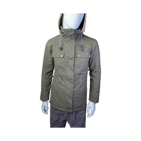 Ride Cappel Olive Green Snowboard Jacket w/ Zip-Stow Hood + Snowskirt, Small - Picture 2 of 13